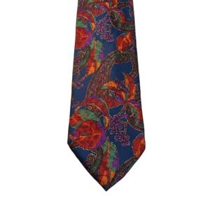 Montagu London Paris New York Botanical Paisley Silk Neck Tie Made in Italy